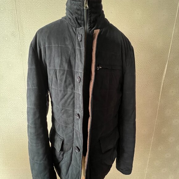 Black Brown Men's Black Full Zip Button-Up Quilted Jacket Size Medium - Picture 5 of 8